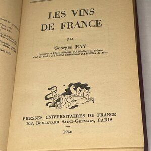 Les Vins De France 1946 Hardcover Wine Book